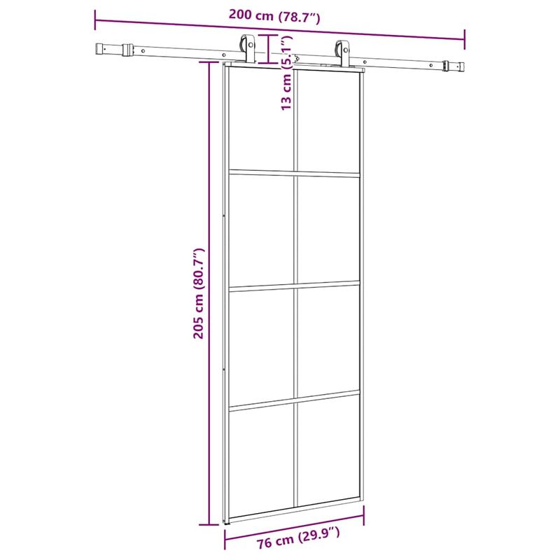 Casa si Gradina - Constructii - Usi interior, exterior si garaj - Usi interior - Usa glisanta cu set de feronerie neagra 76x205 cm Sticla ESG - Infinity.ro