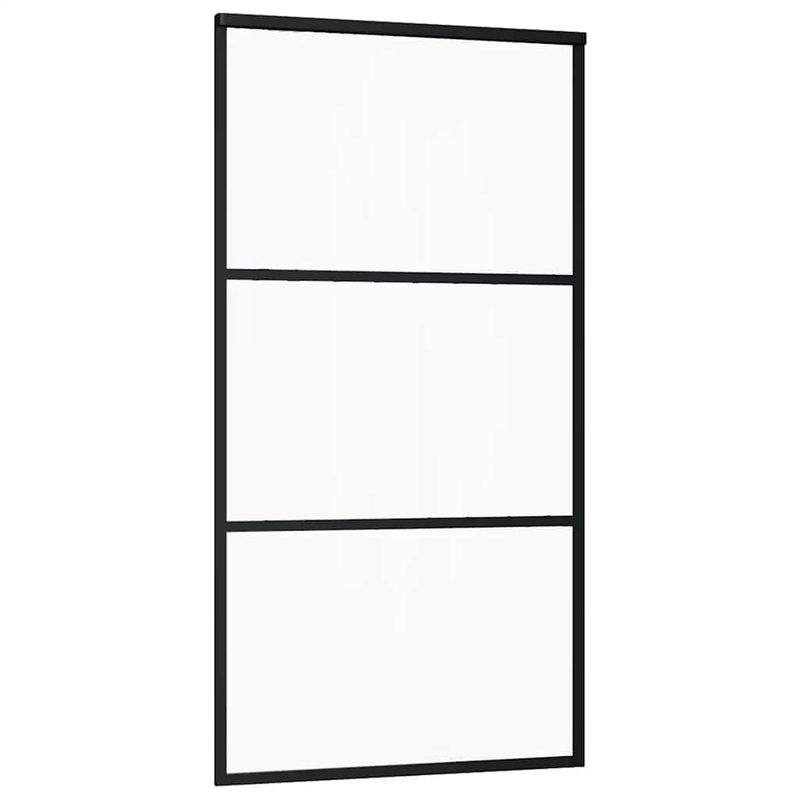 Casa si Gradina - Constructii - Usi interior, exterior si garaj - Usi interior - Usa glisanta cu set de feronerie neagra 102x205 cm Sticla ESG, mărime 102x205 cm (șină glisantă de 200 cm), model 2 bare orizontale - Infinity.ro