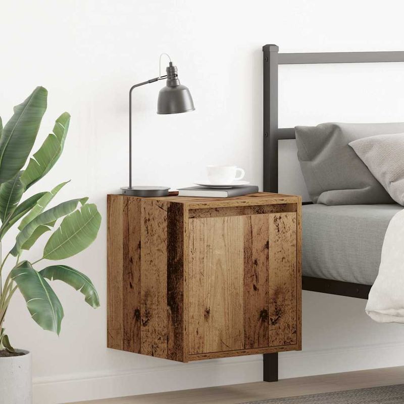 Casa si Gradina - Mobilier - Comode si corpuri - Noptiere - Noptiera montata pe perete lemn vechi 38x34x40 cm - Infinity.ro