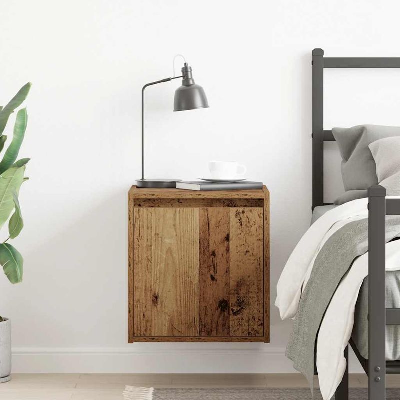 Casa si Gradina - Mobilier - Comode si corpuri - Noptiere - Noptiera montata pe perete lemn vechi 38x34x40 cm - Infinity.ro