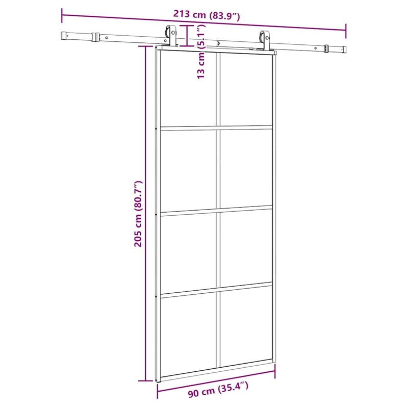 Casa si Gradina - Constructii - Usi interior, exterior si garaj - Usi interior - Usa glisanta cu set de feronerie neagra 90x205 cm Sticla ESG - Infinity.ro
