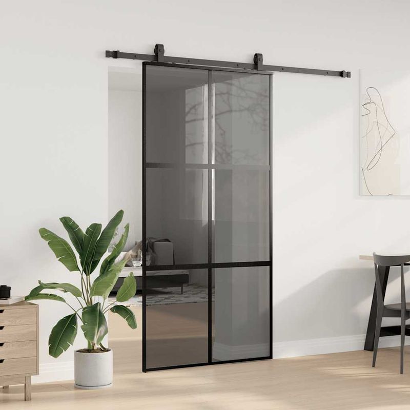 Casa si Gradina - Constructii - Usi interior, exterior si garaj - Usi interior - Usa glisanta cu set de feronerie neagra sticla securizata - Infinity.ro