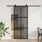 Casa si Gradina - Constructii - Usi interior, exterior si garaj - Usi interior - Usa glisanta cu set feronerie neagra 90x205cm sticla securizata - Infinity.ro