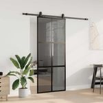 Casa si Gradina - Constructii - Usi interior, exterior si garaj - Usi interior - Usa glisanta cu set feronerie neagra 90x205cm sticla securizata - Infinity.ro