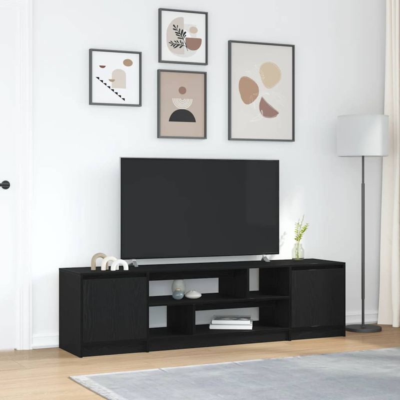 Casa si Gradina - Mobilier - Comode si corpuri - Comode - Dulap TV Stejar Negru 188,5x41x50 cm Lemn prelucrat - Infinity.ro