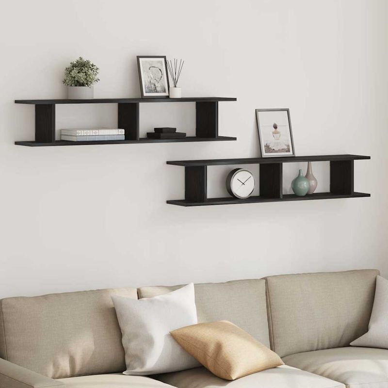 Casa si Gradina - Mobilier - Biblioteci si rafturi - Rafturi - Rafturi de perete 2 buc Stejar negru 105x18x2 cm Lemn prelucrat - Infinity.ro
