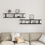 Casa si Gradina - Mobilier - Biblioteci si rafturi - Rafturi - Rafturi de perete 2 buc Stejar negru 105x18x2 cm Lemn prelucrat - Infinity.ro