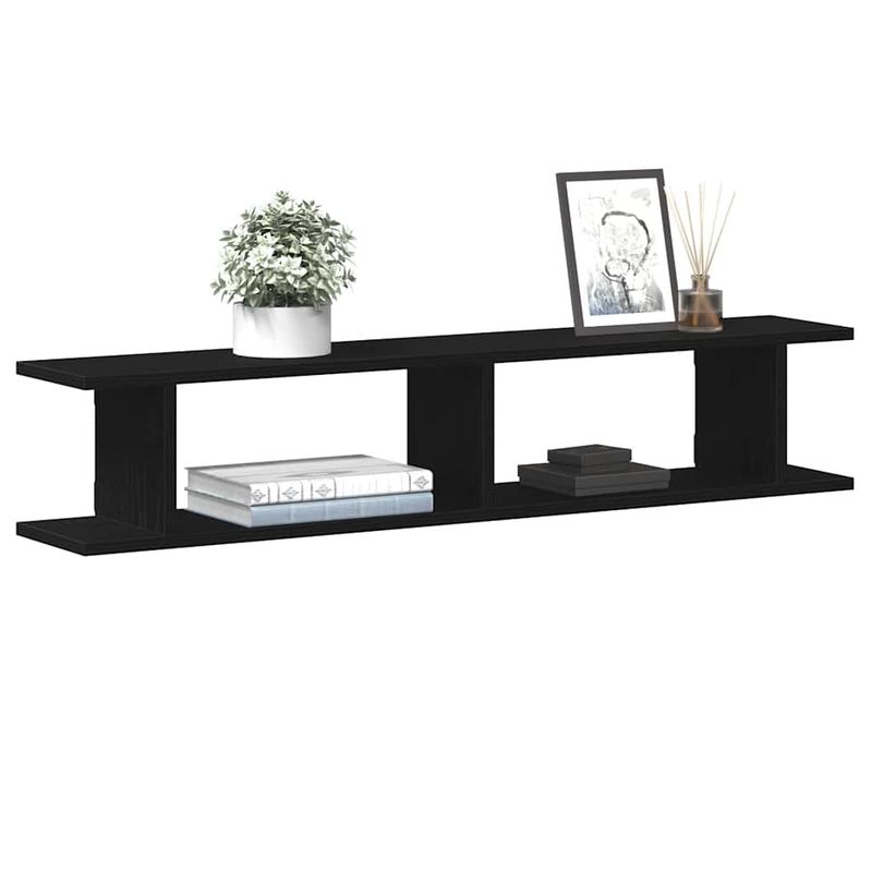 Casa si Gradina - Mobilier - Biblioteci si rafturi - Rafturi - Rafturi de perete 2 buc Stejar negru 105x18x2 cm Lemn prelucrat - Infinity.ro