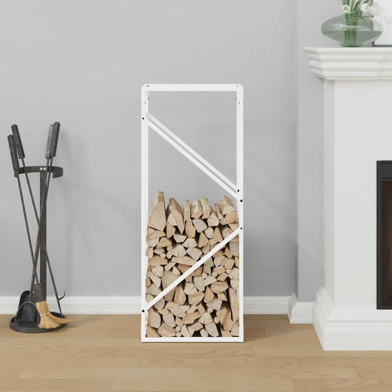 Casa si Gradina - Termice - Sobe, Seminee si accesorii - Accesorii seminee si sobe - Suport pentru lemne de foc alb 40x25x100cm Otel laminat la rece - Infinity.ro