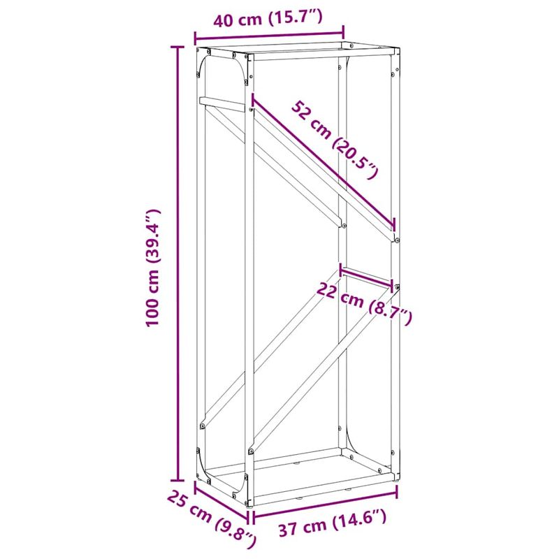 Casa si Gradina - Termice - Sobe, Seminee si accesorii - Accesorii seminee si sobe - Suport pentru lemne de foc alb 40x25x100cm Otel laminat la rece - Infinity.ro