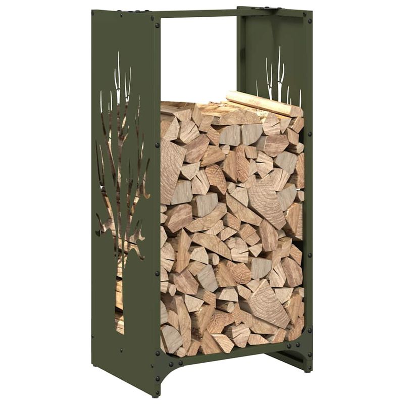 Casa si Gradina/Termice/Sobe, Seminee si accesorii/Accesorii seminee si sobe - Suport pentru lemne de foc Verde masline Otel laminat la rece - Infinity.ro