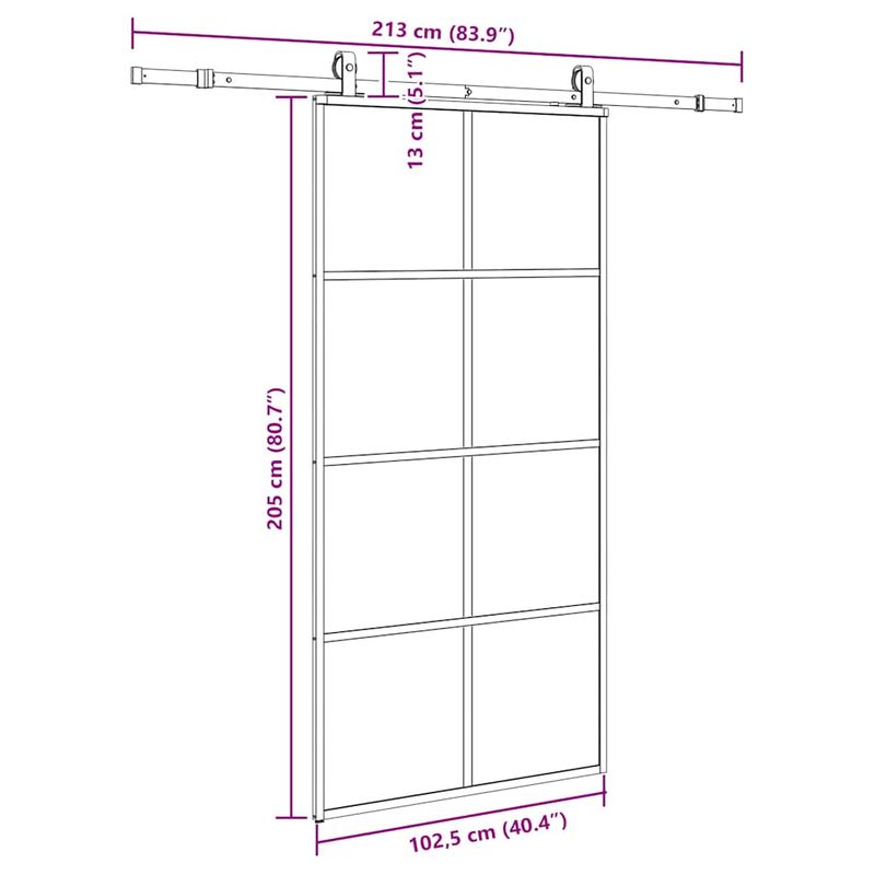 Casa si Gradina - Constructii - Usi interior, exterior si garaj - Usi interior - Usa glisanta cu set de feronerie neagra 102,5x205 cm Sticla ESG - Infinity.ro