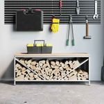 Casa si Gradina - Termice - Sobe, Seminee si accesorii - Accesorii seminee si sobe - Suport pentru lemne de foc cu blat lemn alb 100,5x35,5x40 cm - Infinity.ro