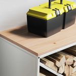 Casa si Gradina - Termice - Sobe, Seminee si accesorii - Accesorii seminee si sobe - Suport pentru lemne de foc cu blat lemn alb 100,5x35,5x40 cm - Infinity.ro