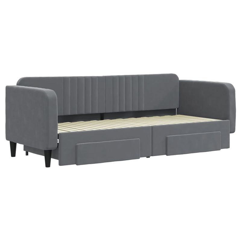 Casa si Gradina - Mobilier - Paturi si accesorii - Paturi - Pat de zi cu extensie si sertare gri inchis 80x200 cm catifea - Infinity.ro