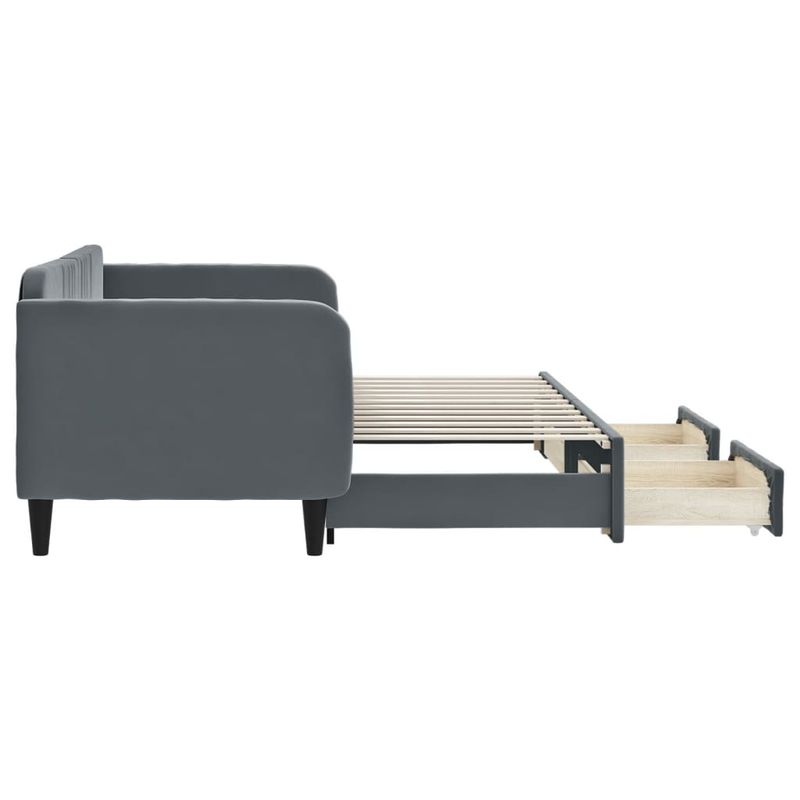Casa si Gradina - Mobilier - Paturi si accesorii - Paturi - Pat de zi cu extensie si sertare gri inchis 80x200 cm catifea - Infinity.ro