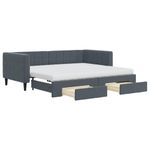 Casa si Gradina - Mobilier - Paturi si accesorii - Paturi - Pat de zi cu extensie si sertare, gri inchis, 90x190cm catifea - Infinity.ro