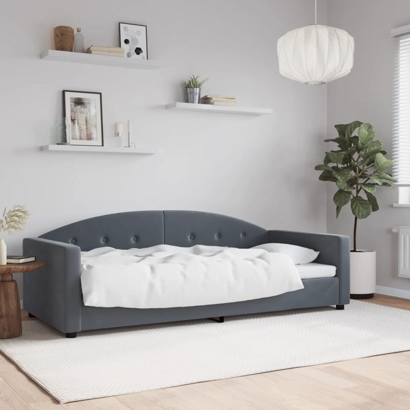 Casa si Gradina - Mobilier - Paturi si accesorii - Paturi - Cadru de pat, gri inchis, 90x190 cm, catifea - Infinity.ro