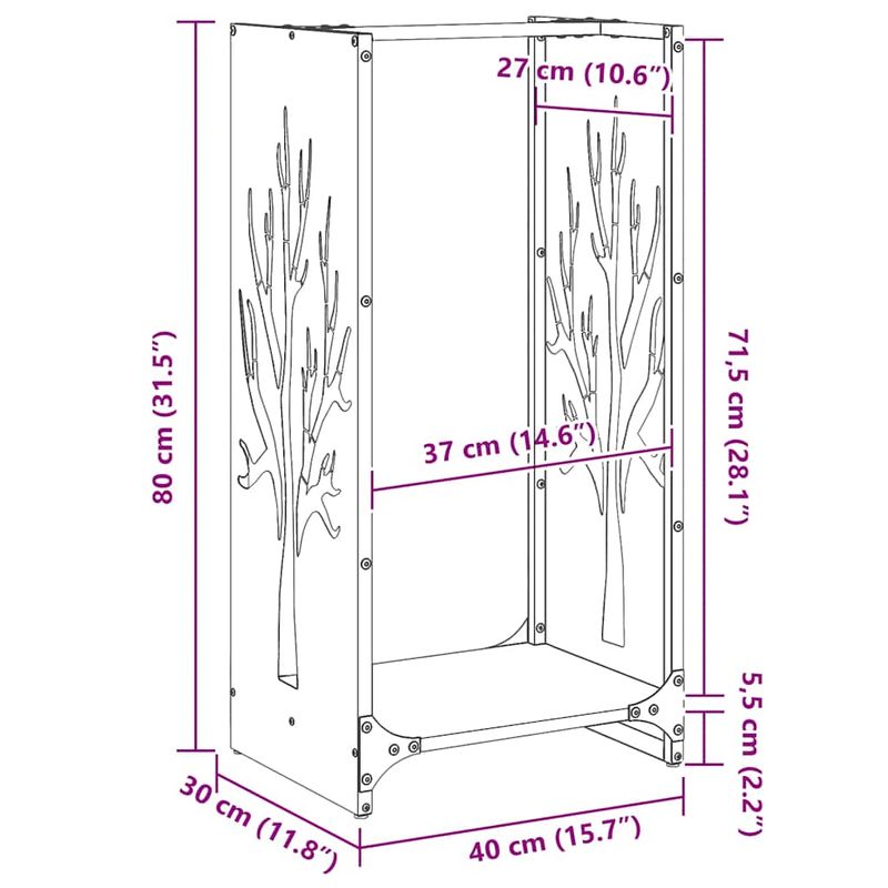 Casa si Gradina - Termice - Sobe, Seminee si accesorii - Accesorii seminee si sobe - Suport pentru lemne de foc 40x30x80 cm Otel pentru intemperii - Infinity.ro