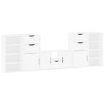 Casa si Gradina - Mobilier - Comode si corpuri - Comode - Unitati TV 5 piese cu depozitare ODDA din lemn masiv de pin alb, model 9 rafturi 5 sertare - Infinity.ro