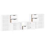 Casa si Gradina - Mobilier - Comode si corpuri - Comode - Unitati TV 5 piese cu depozitare ODDA din lemn masiv de pin alb, model 9 rafturi 5 sertare - Infinity.ro