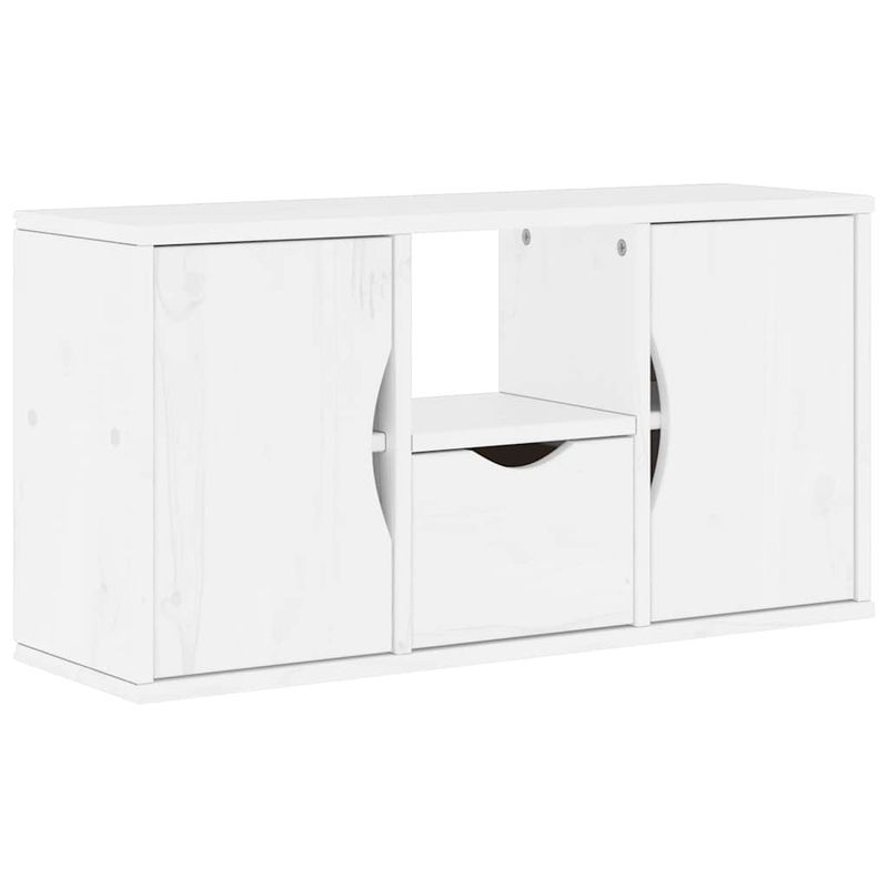 Casa si Gradina - Mobilier - Comode si corpuri - Comode - Unitati TV 5 piese cu depozitare ODDA din lemn masiv de pin alb, model 9 rafturi 5 sertare - Infinity.ro