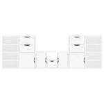Casa si Gradina - Mobilier - Comode si corpuri - Comode - Unitati TV 5 piese cu depozitare ODDA din lemn masiv de pin alb, model 9 rafturi 5 sertare - Infinity.ro