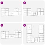 Casa si Gradina - Mobilier - Comode si corpuri - Comode - Unitati TV 5 piese cu depozitare ODDA din lemn masiv de pin alb, model 9 rafturi 5 sertare - Infinity.ro
