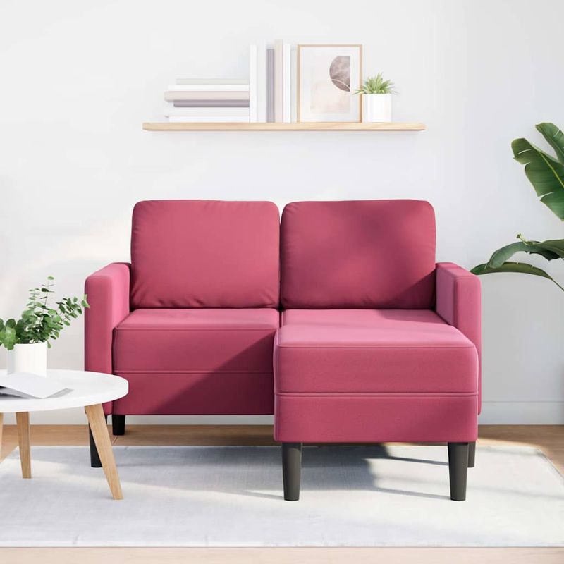 Casa si Gradina - Mobilier - Canapele si coltare - Canapele - Canapea cu 2 locuri cu sezlong in forma de L Rosu Vin catifea - Infinity.ro