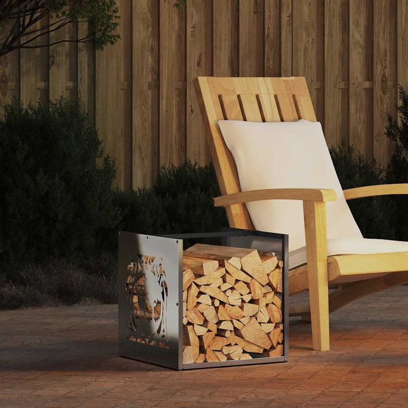 Casa si Gradina - Termice - Sobe, Seminee si accesorii - Accesorii seminee si sobe - Suport pentru lemne de foc 40x40x40 cm otel inoxidabil - Infinity.ro