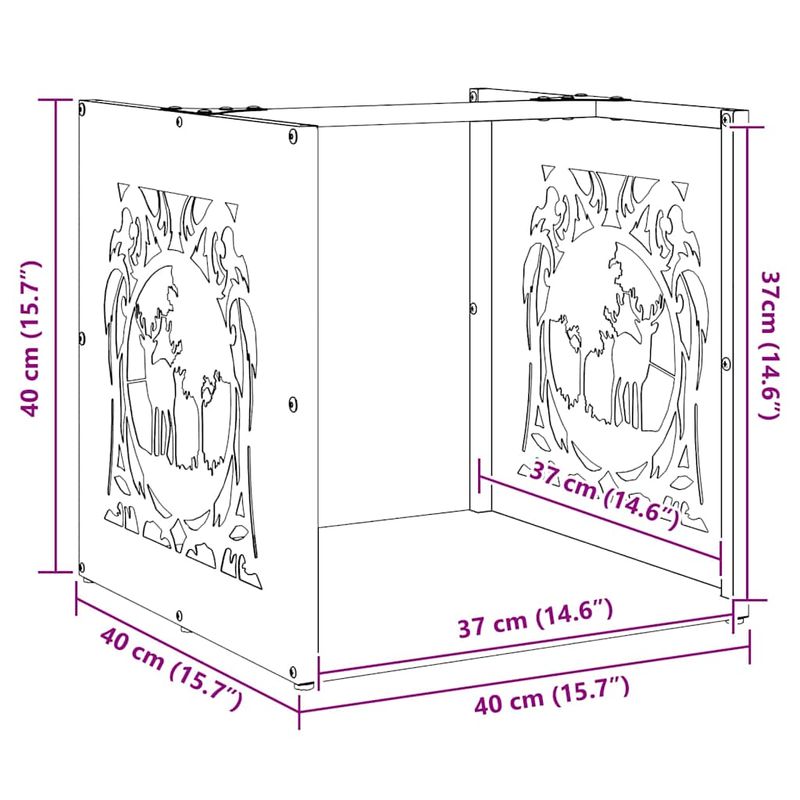 Casa si Gradina - Termice - Sobe, Seminee si accesorii - Accesorii seminee si sobe - Suport pentru lemne de foc 40x40x40 cm otel inoxidabil - Infinity.ro