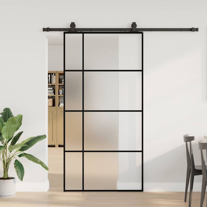 Casa si Gradina - Constructii - Usi interior, exterior si garaj - Usi interior - Usa glisanta cu set de feronerie neagra 102,5x205 cm Sticla ESG - Infinity.ro