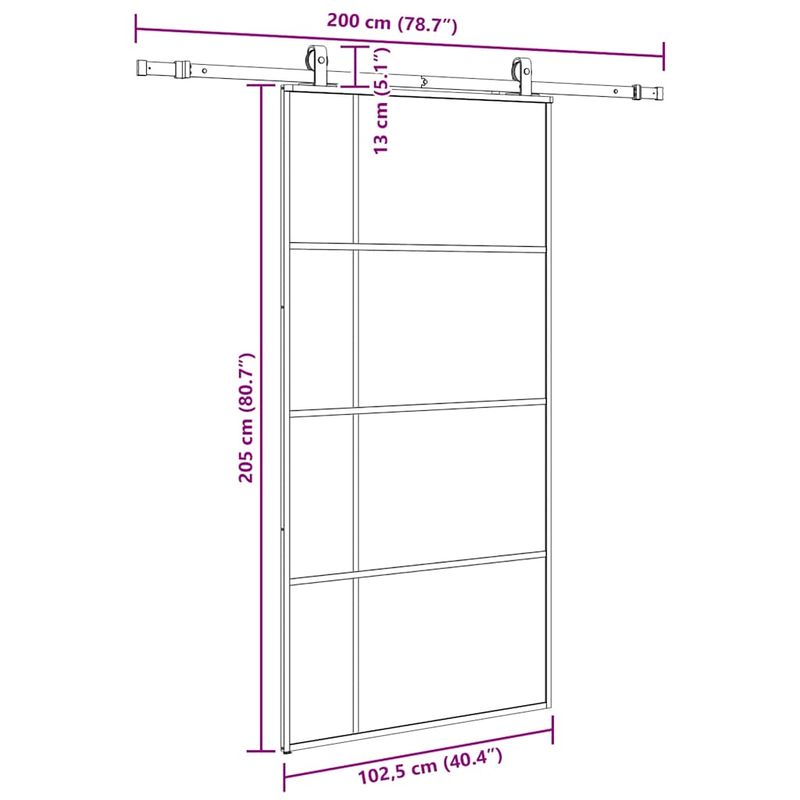 Casa si Gradina - Constructii - Usi interior, exterior si garaj - Usi interior - Usa glisanta cu set de feronerie neagra 102,5x205 cm Sticla ESG - Infinity.ro