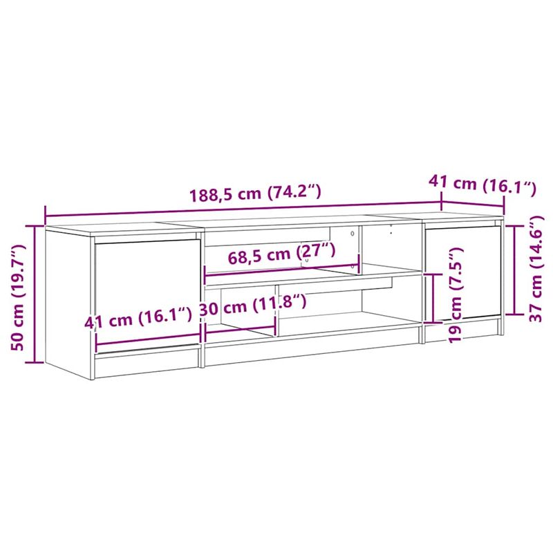 Casa si Gradina - Mobilier - Comode si corpuri - Comode - Comoda TV, stejar fumuriu 188,5x41x50 cm lemn compozit - Infinity.ro