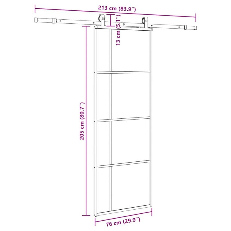 Casa si Gradina - Constructii - Usi interior, exterior si garaj - Usi interior - Usa glisanta cu set de feronerie neagra 76x205 cm Sticla ESG - Infinity.ro