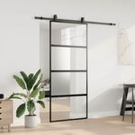 Casa si Gradina - Constructii - Usi interior, exterior si garaj - Usi interior - Usa glisanta cu set feronerie neagra 90x205cm sticla securizata - Infinity.ro