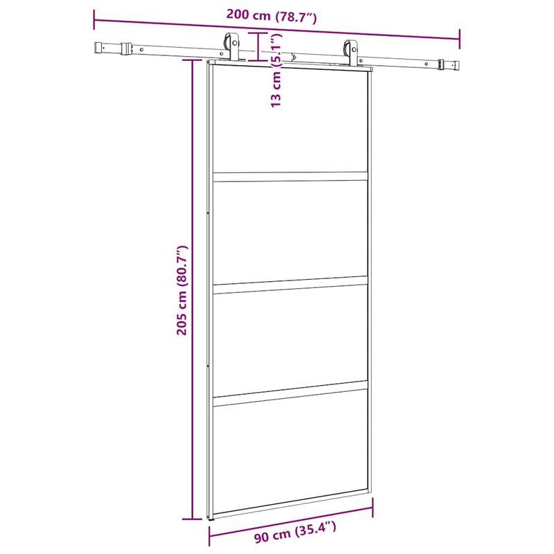 Casa si Gradina - Constructii - Usi interior, exterior si garaj - Usi interior - Usa glisanta cu set feronerie neagra 90x205cm sticla securizata - Infinity.ro