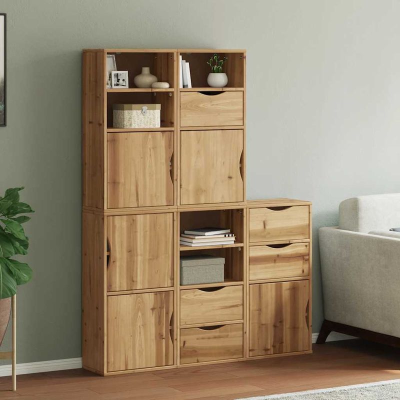 Casa si Gradina - Mobilier - Comode si corpuri - Comode - Dulapuri laterale 5 buc "ODDA" 40x24x79 cm lemn masiv de pin, model 5 rafturi 5 sertare - Infinity.ro