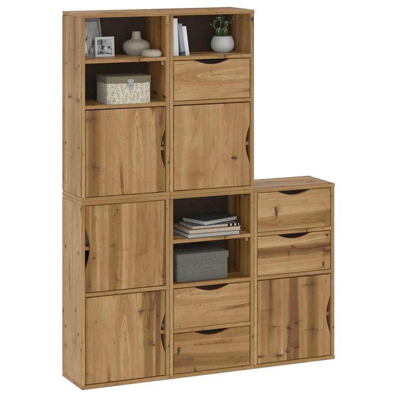 Casa si Gradina - Mobilier - Comode si corpuri - Comode - Dulapuri laterale 5 buc "ODDA" 40x24x79 cm lemn masiv de pin, model 5 rafturi 5 sertare - Infinity.ro