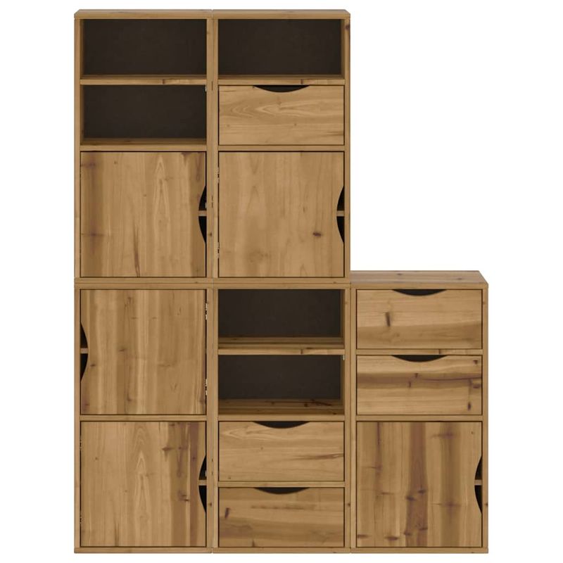 Casa si Gradina - Mobilier - Comode si corpuri - Comode - Dulapuri laterale 5 buc "ODDA" 40x24x79 cm lemn masiv de pin, model 5 rafturi 5 sertare - Infinity.ro