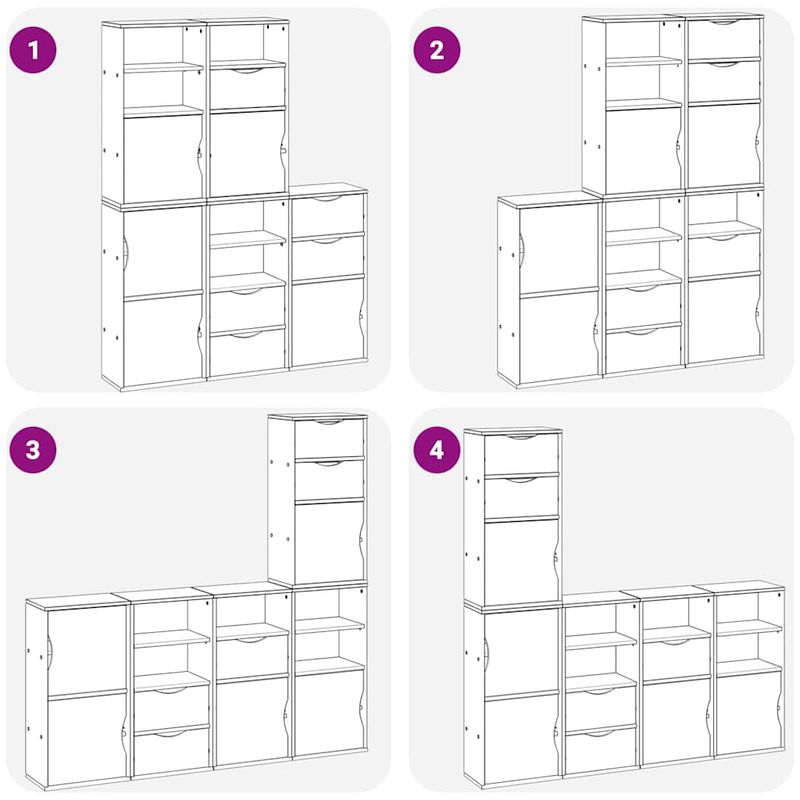 Casa si Gradina - Mobilier - Comode si corpuri - Comode - Dulapuri laterale 5 buc "ODDA" 40x24x79 cm lemn masiv de pin, model 5 rafturi 5 sertare - Infinity.ro