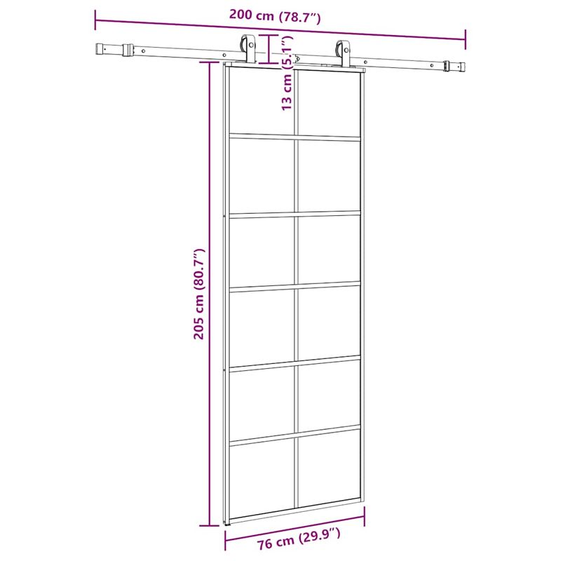 Casa si Gradina - Constructii - Usi interior, exterior si garaj - Usi interior - Usa glisanta cu set de feronerie neagra 76x205 cm Sticla ESG - Infinity.ro