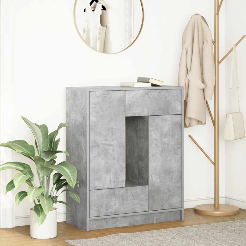 Casa si Gradina - Mobilier - Comode si corpuri - Comode - Bufeta cu sertare si usi Gri beton 73x31x90 cm - Infinity.ro