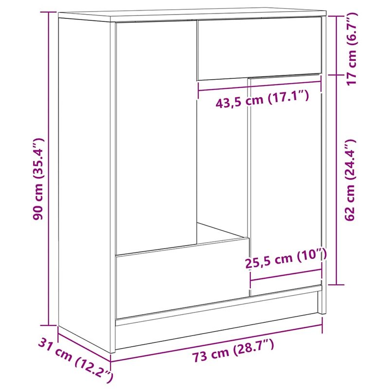 Casa si Gradina - Mobilier - Comode si corpuri - Comode - Bufeta cu sertare si usi Gri beton 73x31x90 cm - Infinity.ro