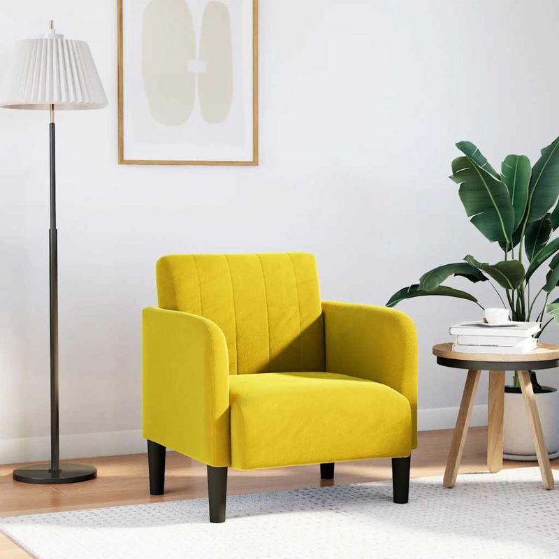 Casa si Gradina - Mobilier - Scaune si fotolii - Fotolii - Fotoliu cu Cotiere Catifea Galben 54 cm - Infinity.ro