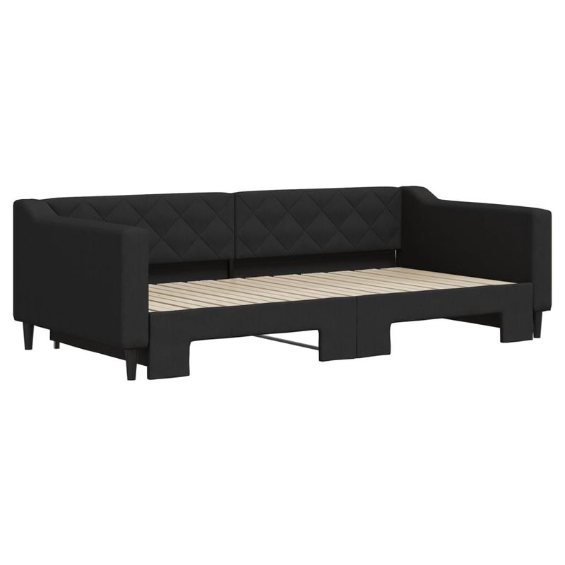 Casa si Gradina - Mobilier - Paturi si accesorii - Paturi - Pat de zi cu extensie, negru, 100x200 cm, textil - Infinity.ro