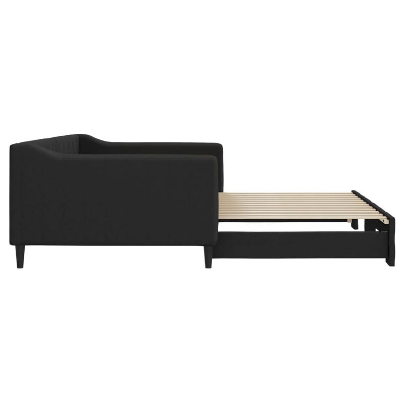 Casa si Gradina - Mobilier - Paturi si accesorii - Paturi - Pat de zi cu extensie, negru, 100x200 cm, textil - Infinity.ro