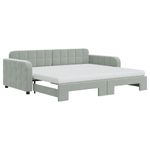 Casa si Gradina - Mobilier - Paturi si accesorii - Paturi - Pat de zi cu extensie si saltele, gri deschis 90x190 cm catifea - Infinity.ro
