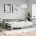 Casa si Gradina - Mobilier - Paturi si accesorii - Paturi - Pat de zi cu extensie si saltele, gri deschis 90x190 cm catifea - Infinity.ro