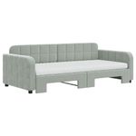 Casa si Gradina - Mobilier - Paturi si accesorii - Paturi - Pat de zi cu extensie si saltele, gri deschis 90x190 cm catifea - Infinity.ro